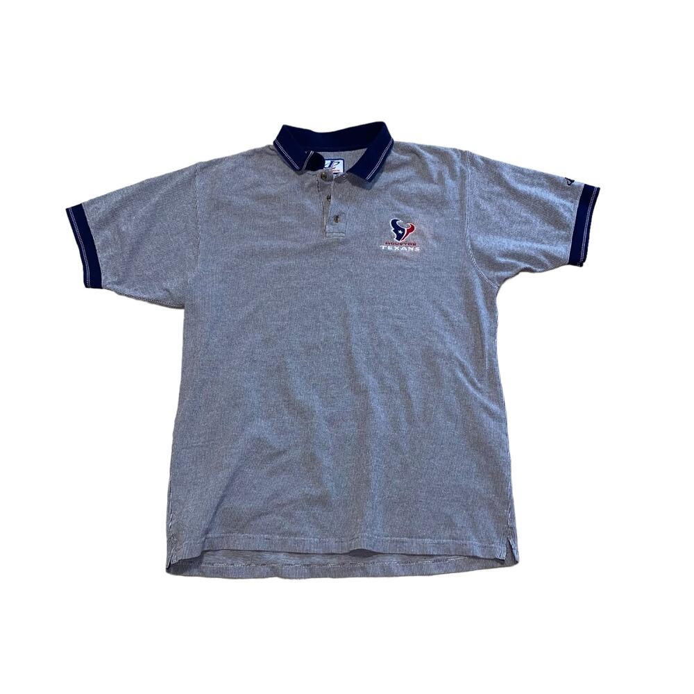 Logo Athletic NFL Houston Texans Football Short Sleeved Polo Shirt Navy Large